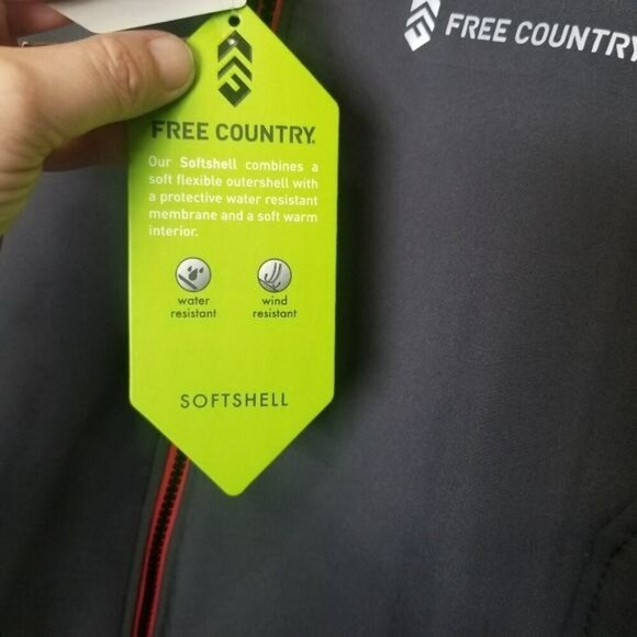 Free Country NWT Grey Black Jacket Boys Large Wind and water Resistant Softshell - Picture 11 of 13